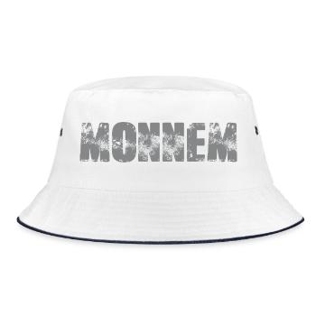 Monnem Distressed Logo Muster - Bucket Hat - Weiß/Navy - Vorne