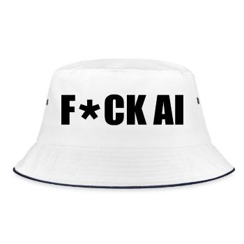 Fuck ai - Bucket Hat - Weiß/Navy - Vorne