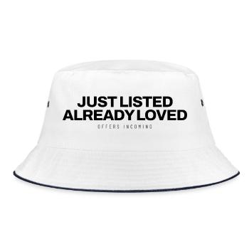 Makler - Just Listed Already Loved - Immobilien - Bucket Hat - Weiß/Navy - Vorne