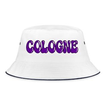 Kölner Lila, gefrorene Typografie - Bucket Hat - Weiß/Navy - Vorne