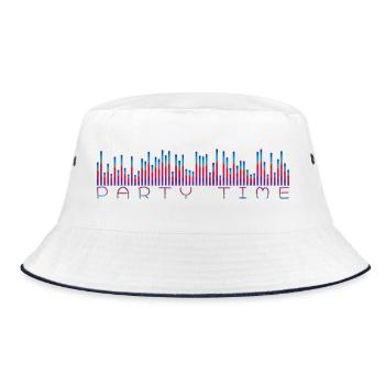 Neon Equalizer Party Time - Bucket Hat - Weiß/Navy - Vorne