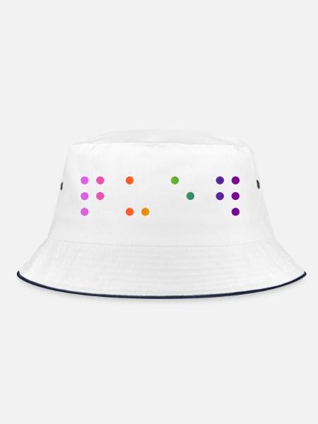 Queer-Kontraktierte Braille - Bucket Hat - Weiß/Navy