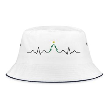 Weihnachtsbaum Herzschlag EKG Weihnachten - Bucket Hat - Weiß/Navy - Vorne