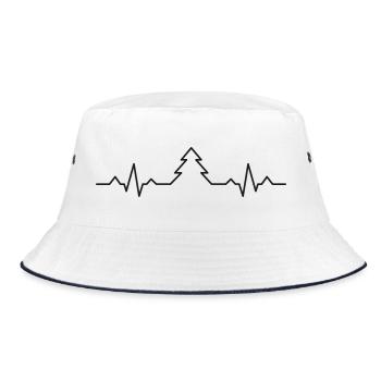 Weihnachtsbaum EKG - Herzschlag Weihnachten - Bucket Hat - Weiß/Navy - Vorne