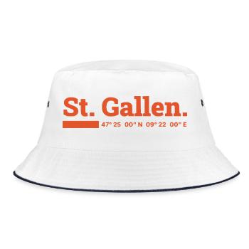 St Gallen Koordinaten - Bucket Hat - Weiß/Navy - Vorne