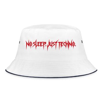 Techno Rave – No Sleep Just Techno - Bucket Hat - Weiß/Navy - Vorne