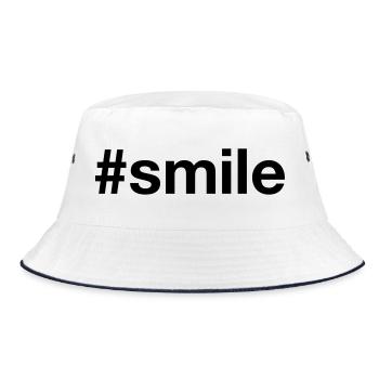 SMILE Hashtag Laughter Smile - Bucket Hat - white/navy - Front