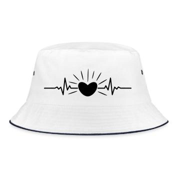 Sommer - Sonne Puls - Bucket Hat - Weiß/Navy - Vorne