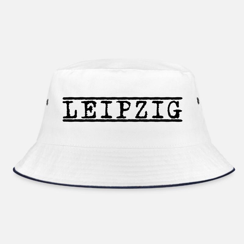 Leipzig – Vintage Städte-Stempel Design - Bucket Hat - Weiß/Navy