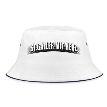 St Galler mit Herz mit Linienraster schmutzig - Bucket Hat - Weiß/Navy - Vorne