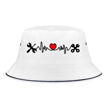 Tools with heart cardiogram - Bucket Hat - white/navy - Front
