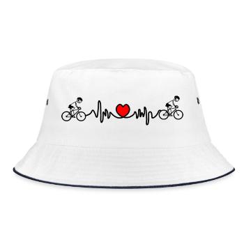 Cyclist with heart cardiogram - Bucket Hat - white/navy - Front