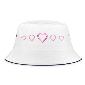 Handgezeichnete Pinkherzen Doodle Romantik Liebe - Bucket Hat - Weiß/Navy - Vorne