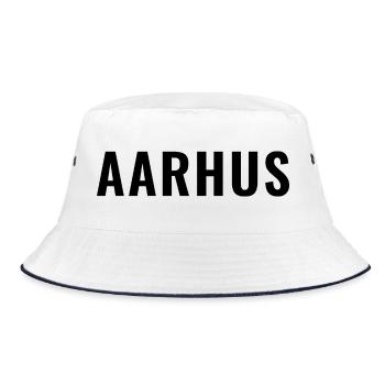 Aarhus Dänemark Minimal Typografie - Bucket Hat - Weiß/Navy - Vorne