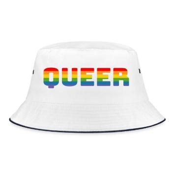 Regenbogen queer LGBT CSD Shirt lgbtqi queer - Bucket Hat - Weiß/Navy - Vorne
