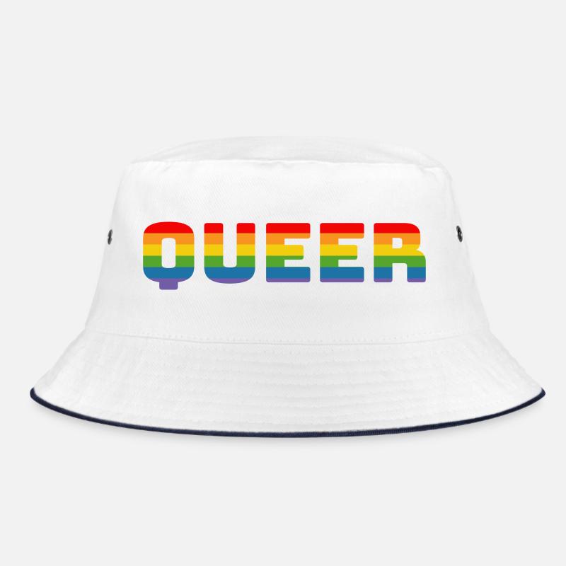 Rainbow queer LGBT CSD Shirt lgbtqi queer - Bucket Hat - white/navy