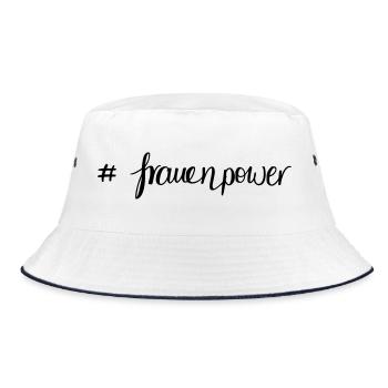 frauenpower - Bucket Hat - Weiß/Navy - Vorne