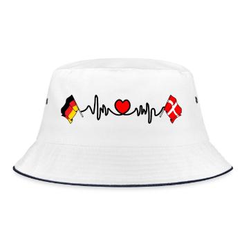 Cardio heart with Flag Germany flag Denmark - Bucket Hat - white/navy - Front