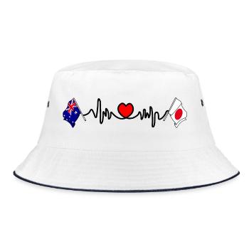 Cardio coeur avec drapeau de l’Australie et drapeau du Japon - Bob - blanc/marine - Devant