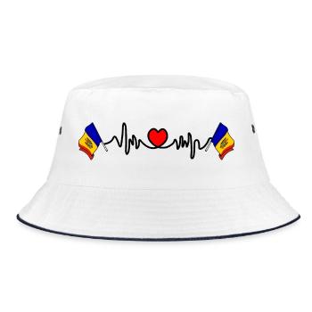 Herzfrequenz-Cardio für Moldawien - Bucket Hat - Weiß/Navy - Vorne