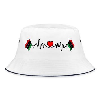 Heart rate cardio flag Libya - Bucket Hat - white/navy - Front