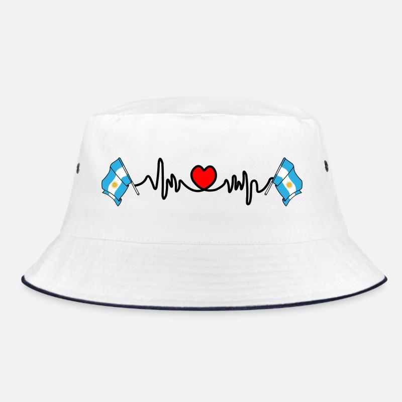 Cardio heart with flag Argentina Bucket Hat