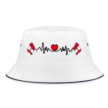 Cardioherz mit Flagge Peru - Bucket Hat - Weiß/Navy - Vorne