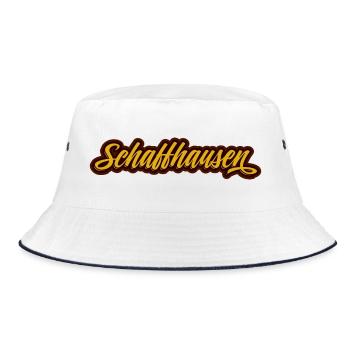 Schaffhausen Schriftzug-Logo - Bucket Hat - Weiß/Navy - Vorne