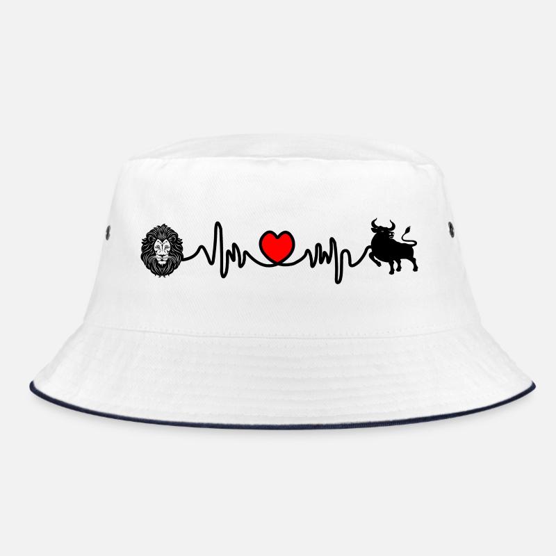 Herzfrequenz Cardio Löwe Stier - Bucket Hat - Weiß/Navy