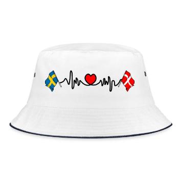 Cardio hartjet Flag Sweden, flag Denmark - Bucket Hat - white/navy - Front