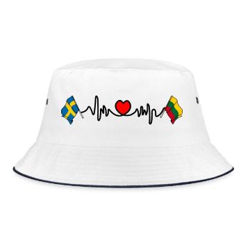 Cardio heart Flag Sweden, flag Lithuania - Bucket Hat - white/navy - Front