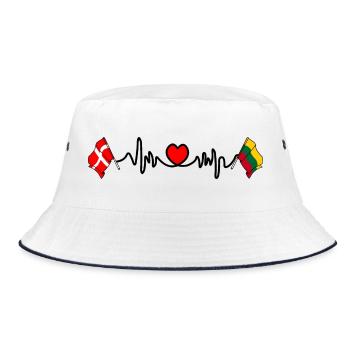 Cardio heart Flag Denmark, flag Lithuania - Bucket Hat - white/navy - Front
