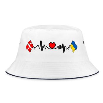 Cardio heart Flag Denmark, flag Ukraine - Bucket Hat - white/navy - Front
