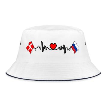 Cardio heart Flag Denmark, flag Russia - Bucket Hat - white/navy - Front