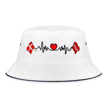 Cardio heart Flag Denmark, flag Latvia - Bucket Hat - white/navy - Front