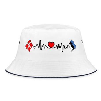 Cardio heart Flag Denmark, flag Estonia - Bucket Hat - white/navy - Front