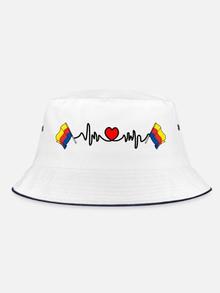 Herzfrequenz-Cardio für die Provinz Nordholland - Bucket Hat - Weiß/Navy - Vorne
