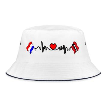 Cardio-Herz-Flagge Niederlande, Amsterdam - Bucket Hat - Weiß/Navy - Vorne