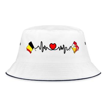 Cardio heart Flag Belgium and flag Liège - Bucket Hat - white/navy - Front