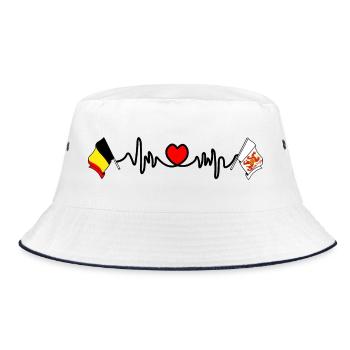 Cardio heart with Flag of Belgium, flag Limburg - Bucket Hat - white/navy - Front