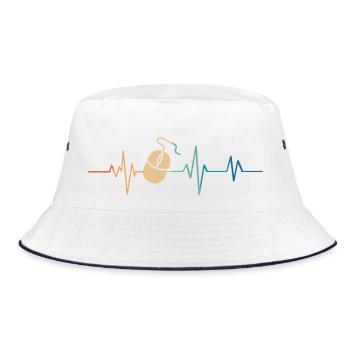 Heartbeat Retro Computer Mouse - Bucket Hat - white/navy - Front