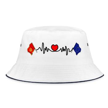 Cardio Herz Flagge Montenegro, Flagge Europa - Bucket Hat - Weiß/Navy - Vorne