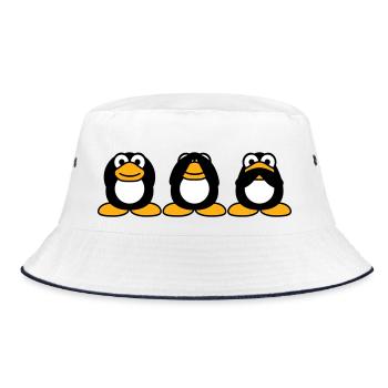 Three wise penguins don't hear anything say team - Bucket Hat - white/navy - Front
