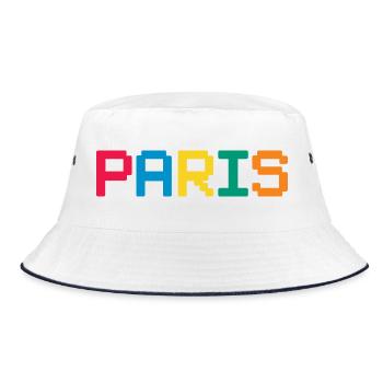PARIS Pixel - Bucket Hat - Weiß/Navy - Vorne