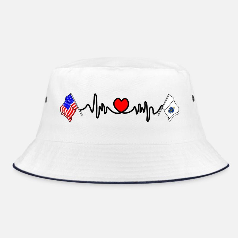 Cardio cardiaque avec drapeau des États-Unis et drapeau du Massachusetts Bob