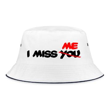 I miss me - I dont miss you - Bucket Hat - Weiß/Navy - Vorne