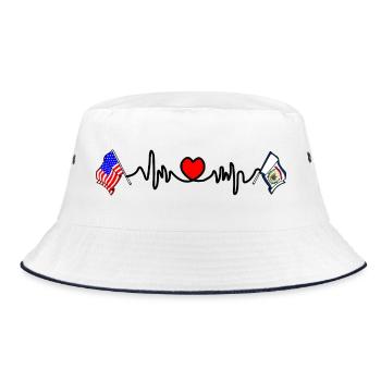 Cardio heart with USA flag and West Virginia flag - Bucket Hat - white/navy - Front