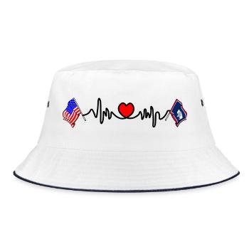 Cardio cardiaque avec drapeau des États-Unis et du Wyoming - Bob - blanc/marine - Devant