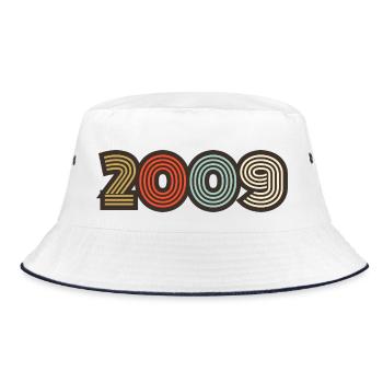2009 Retro Jahrgang - Bucket Hat - Weiß/Navy - Vorne