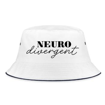 Neurodivergenz feiern - Einzigartige Produkte - Bucket Hat - Weiß/Navy - Vorne